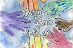 Hand in Hand in Lollar - Aquarellzeichnung