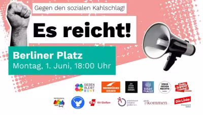 Demo gegen Sozialabbau am Montag, 01.06.2026, 18 Uhr, Berliner Platz.